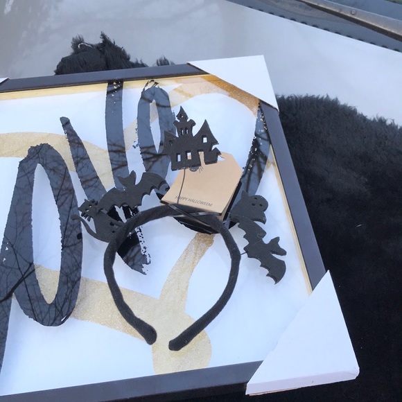 NWT Black Silhouette Felt Halloween Party Headband Haunted House Bats Cat Ghost - Picture 4 of 9